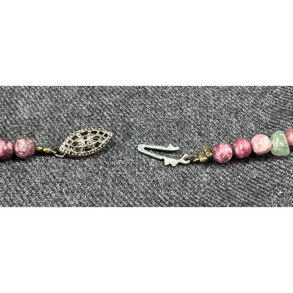 Vintage Brutalist Natural Seed Bead with Metal Necklace Signed Margot '88 - Picture 10 of 10